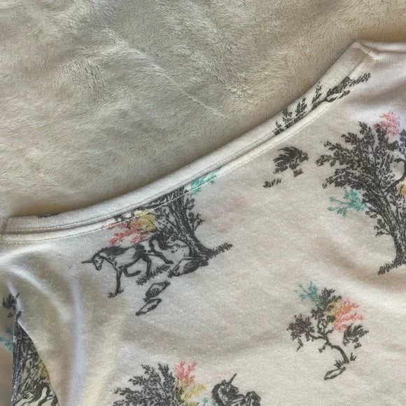 Mudd Cream Unicorn Toile Skimmer Top | XS Fairycore Coquette Y2K - Picture 8 of 8